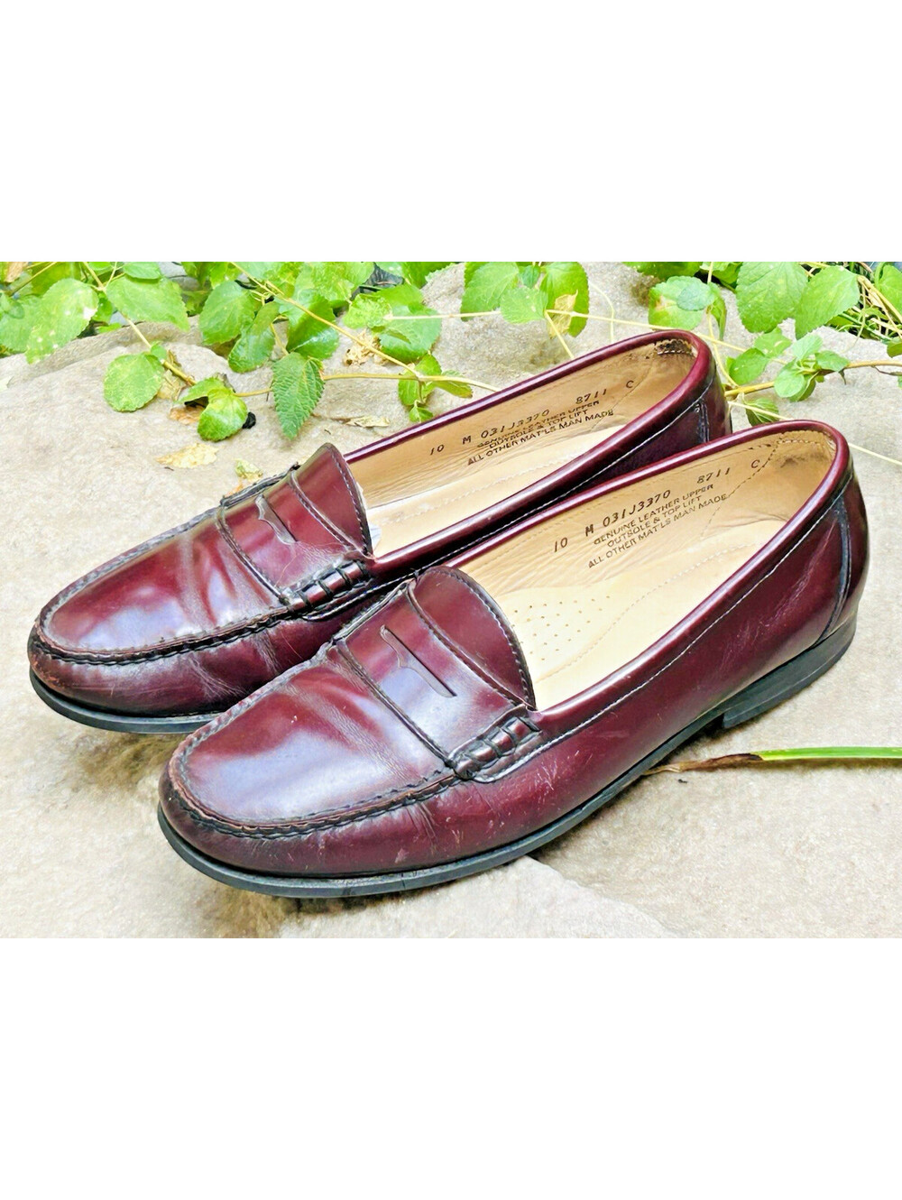 Bass Weejuns Men's Larson Loafers Oxblood BurgundyLoafers Vibram Size 10 M